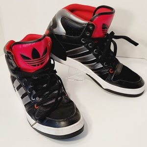 Adidas Court Pro Hi High Top Sneakers Sports Men Shoes Black Gray Red Sz 11.5￼